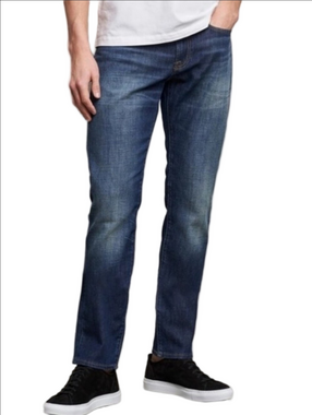 Frame L'Homme Slim Mid Rise Straight Tapered Leg Medium Wash Stretch Jean